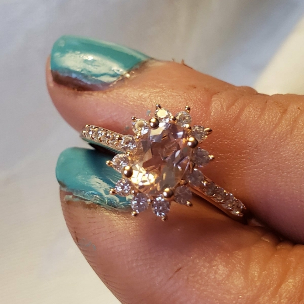 SOLDAuthentic Morganite Ring Rose Gold over stamped 925 Sterling Silver - Picture 5 of 9